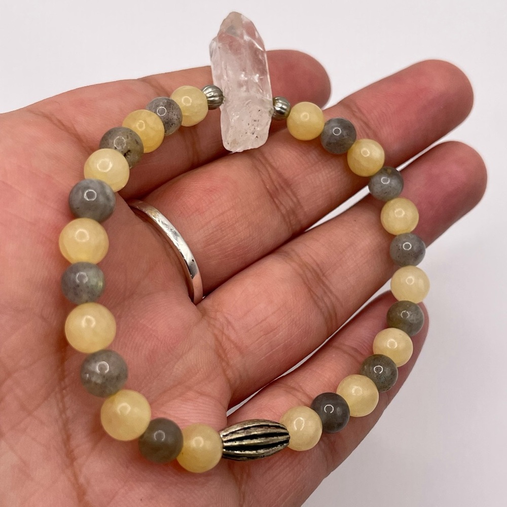Calcite & Labradorite Crystal Stretch Bracelet